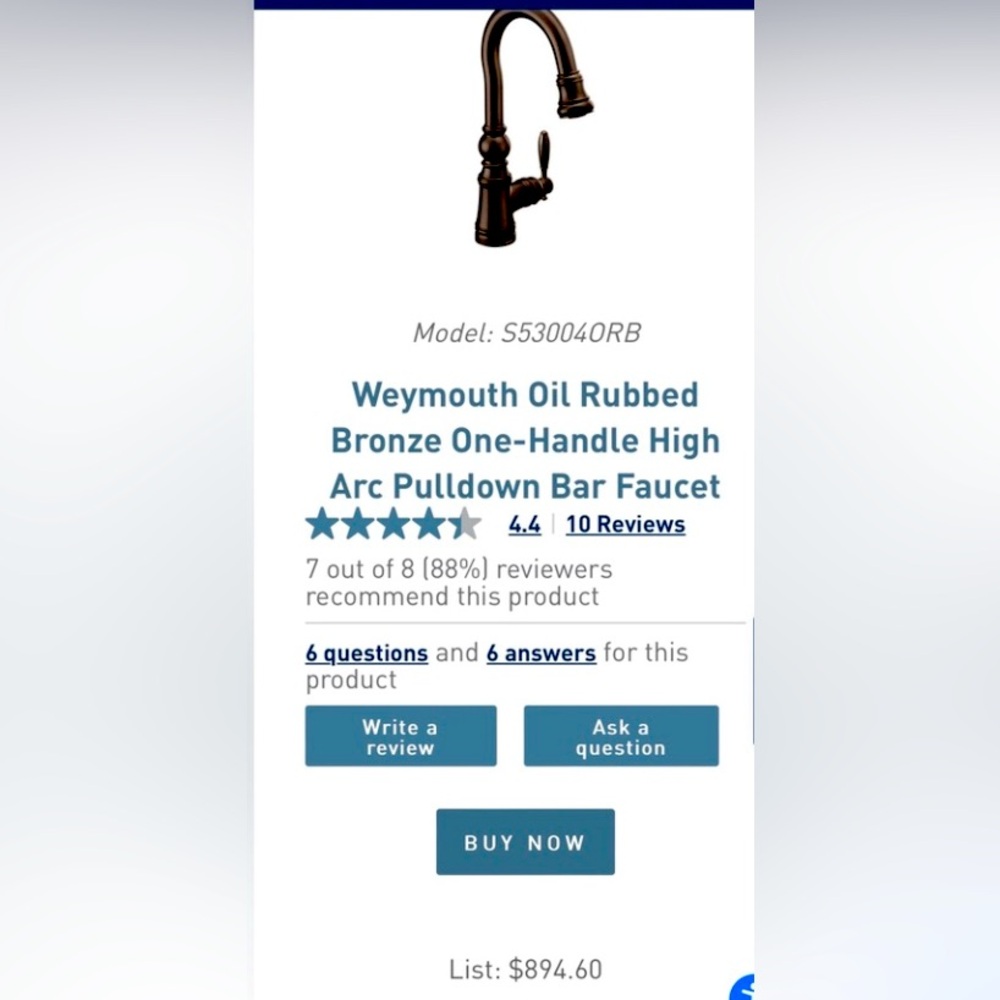 COPY - NWT MOEN Weymouth Oil Rubbed Bronze One-Handle High Arc Pulldown Bar Fau…